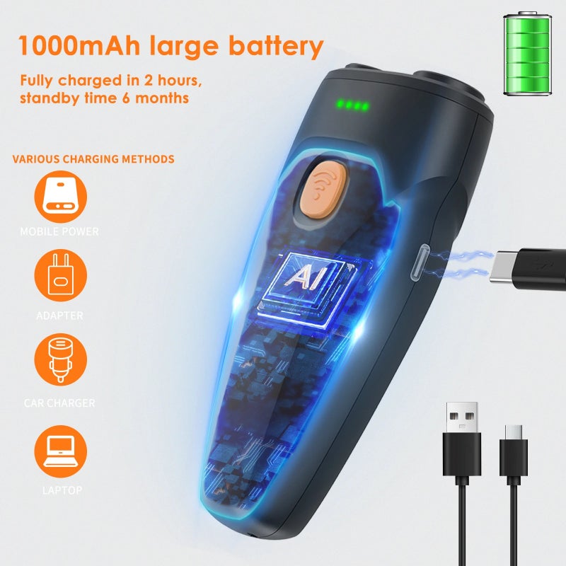 Bluejw Outdoor Self-Defense Electric Shock Dog Barking Control Ultrasonic Repeller with LED Flashlight - Handheld Rechargeable Dog Deterrent Training Device - Image 4
